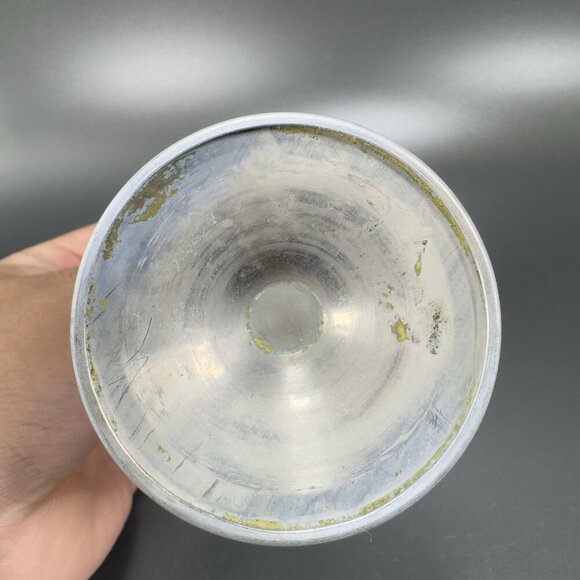 Art Deco Ruby Red Cadmium UV Glow Cocktail Glass Single Cup Chrome Stem Vintage - Picture 9 of 11